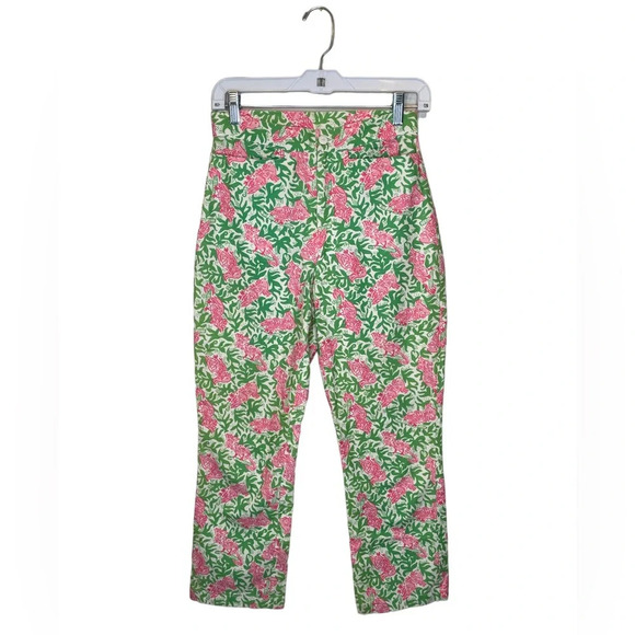 Lilly Pulitzer Women's Cropped Cockatoo Print Capri Pants Size 2 Early 2000’s - Picture 1 of 11